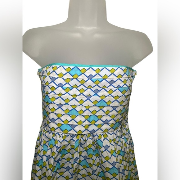 Lusana NWT Organic Cotton Strapless Mini Dress Size 4 Geometric Print - Picture 4 of 7